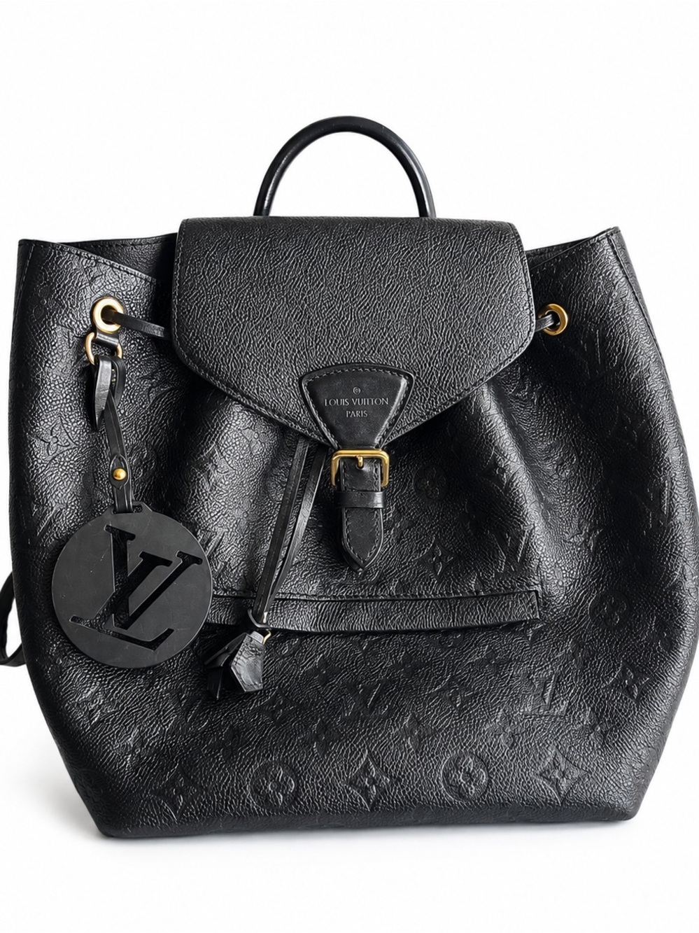 Louis Vuitton Black Embossed Monogram Leather Backpack